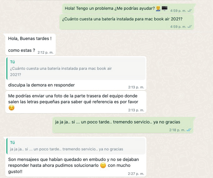 Chat mala experiencia de servicio al cliente